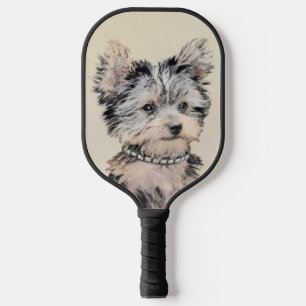 Yorkshire Terrier Puppy Painting Original Dog Art Pickleball Paddle