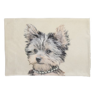 Yorkshire Terrier Puppy Painting Original Dog Art Pillowcase