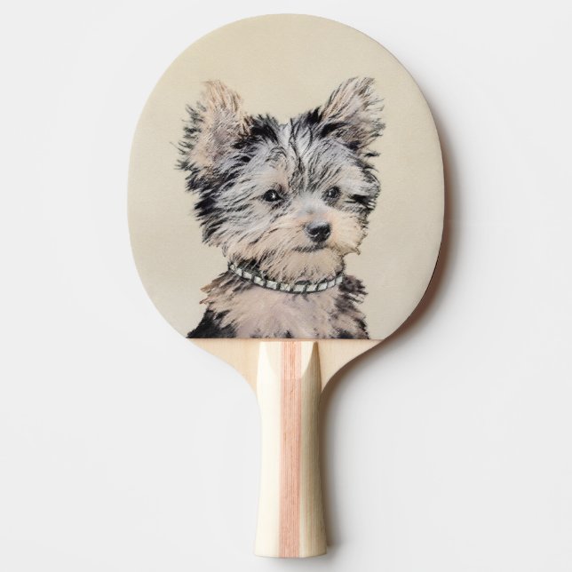 Yorkshire Terrier Puppy Painting Original Dog Art Ping Pong Paddle (Front)
