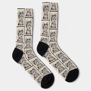 Yorkshire Terrier Puppy Painting Original Dog Art Socks