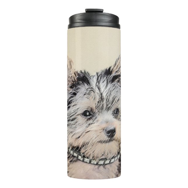 Yorkshire Terrier Puppy Painting Original Dog Art Thermal Tumbler (Front)