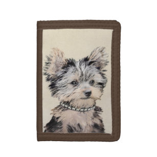 Yorkshire Terrier Puppy Painting Original Dog Art Trifold Wallet