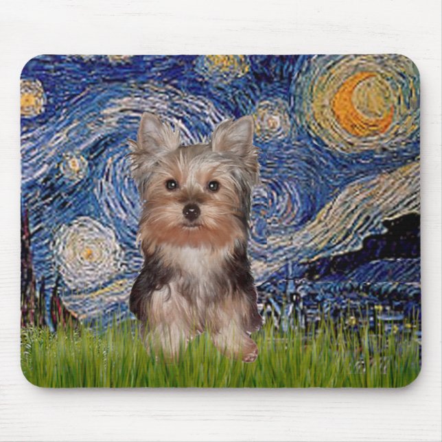 Yorkshire Terrier Puppy - Starry Night Mouse Pad (Front)
