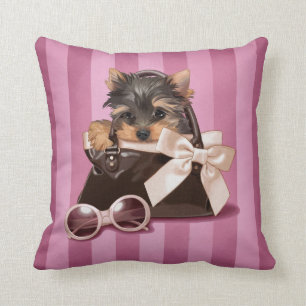 Yorkshire Terrier Puppy Throw Pillow