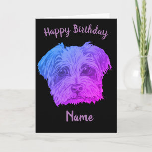 Yorkshire Terrier Purple Black Birthday Card