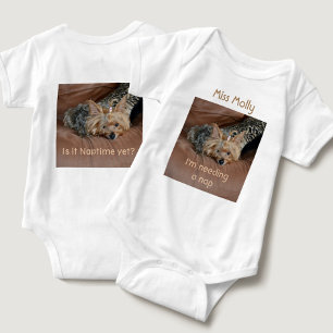 Yorkshire Terrier Ready for a Nap Baby Bodysuit