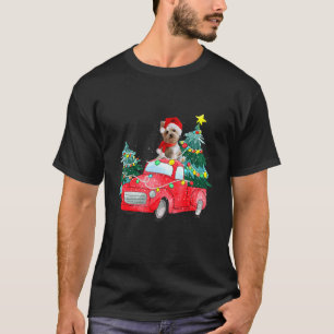 Yorkshire Terrier Ride Red Truck Christmas Yorkie  T-Shirt