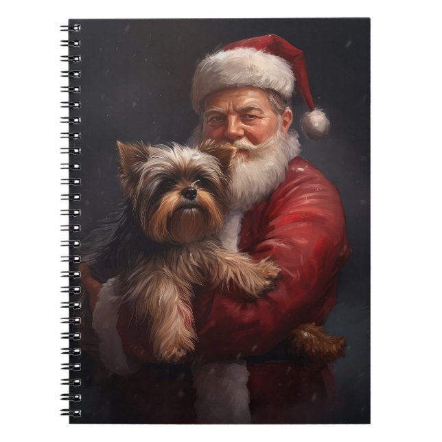 Yorkshire Terrier Santa Claus Festive Christmas Notebook (Front)