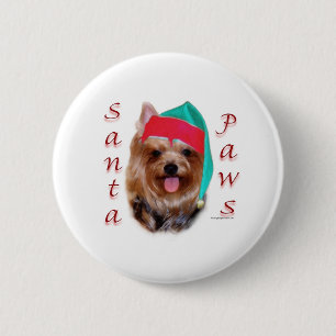 Yorkshire Terrier Santa Paws 2 Inch Round Button
