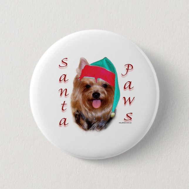 Yorkshire Terrier Santa Paws 2 Inch Round Button (Front)