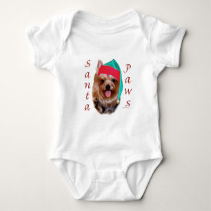 Yorkshire Terrier Santa Paws Baby Bodysuit