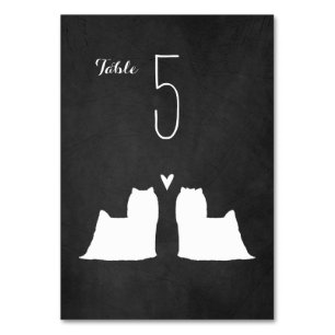 Yorkshire Terrier Silhouettes Wedding Reception Table Number