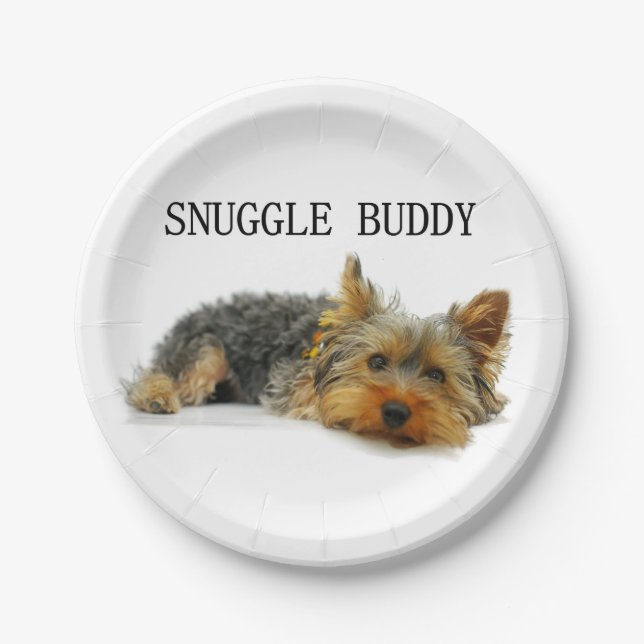 yorkshire-terrier snuggle buddy paper plate (Front)