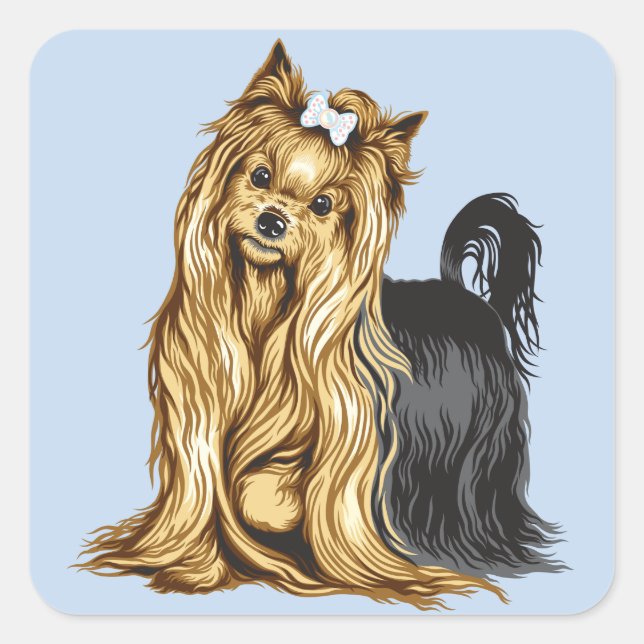 yorkshire terrier square sticker (Front)