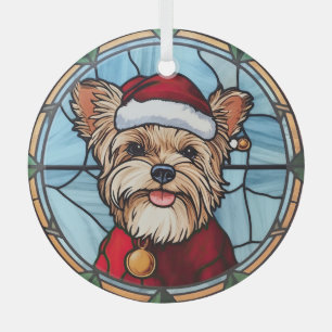 Yorkshire Terrier Stained Glass Christmas Ornament