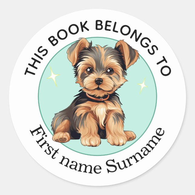 Yorkshire Terrier This Book Belongs To Custom Classic Round Sticker (Front)