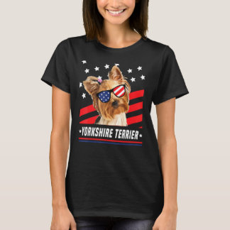 Yorkshire Terrier Usa Flag 4th July Dog T-Shirt