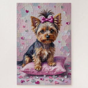 Yorkshire Terrier Valentine's Day Glittering Heart Jigsaw Puzzle