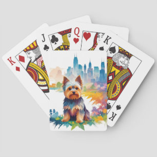 Yorkshire Terrier Vintage Animal Nature City Art Playing Cards