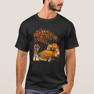 Yorkshire Terrier Wearing Hat Fall Pickup Truck Pu T-Shirt