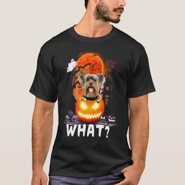 Yorkshire Terrier What Yorkshire Terrier With Knif T-Shirt (Front)
