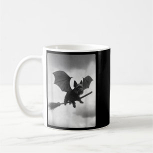 Yorkshire Terrier Witch Broom Bat Wings Spooky Coffee Mug