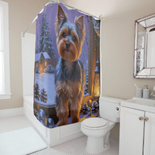Yorkshire Terrier With Christmas Lights Holiday