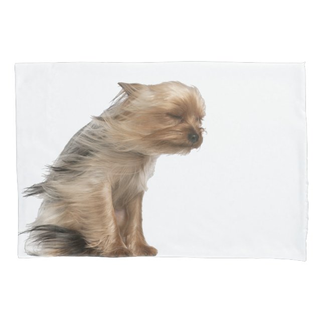 Yorkshire Terrier with Hair in the Wind Pillowcase (Front)