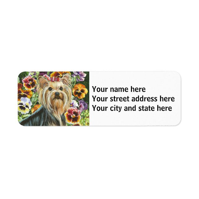 Yorkshire Terrier with Pansies (Front)