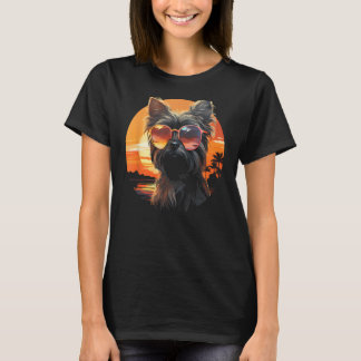 Yorkshire Terrier With Sunglasses Retro Sunset Vin T-Shirt