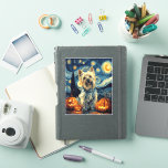 Yorkshire terrier Yorkie Dog of van gogh starry ni<br><div class="desc">Yorkshire terrier Yorkie Dog of van gogh starry night halloween Funny Jack O Lantern Face subtle graphic t shirt   Happy Halloween</div>