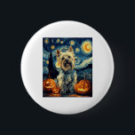 Yorkshire terrier Yorkie Dog of van gogh starry ni 2 Inch Round Button<br><div class="desc">Yorkshire terrier Yorkie Dog of van gogh starry night halloween Funny Jack O Lantern Face subtle graphic t shirt   Happy Halloween</div>