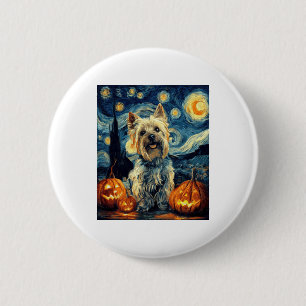 Yorkshire terrier Yorkie Dog of van gogh starry ni 2 Inch Round Button