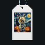 Yorkshire terrier Yorkie Dog of van gogh starry ni Gift Tags<br><div class="desc">Yorkshire terrier Yorkie Dog of van gogh starry night halloween Funny Jack O Lantern Face subtle graphic t shirt   Happy Halloween</div>