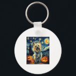 Yorkshire terrier Yorkie Dog of van gogh starry ni Keychain<br><div class="desc">Yorkshire terrier Yorkie Dog of van gogh starry night halloween Funny Jack O Lantern Face subtle graphic t shirt   Happy Halloween</div>