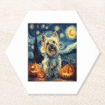 Yorkshire terrier Yorkie Dog of van gogh starry ni Paper Coaster<br><div class="desc">Yorkshire terrier Yorkie Dog of van gogh starry night halloween Funny Jack O Lantern Face subtle graphic t shirt   Happy Halloween</div>