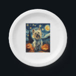 Yorkshire terrier Yorkie Dog of van gogh starry ni Paper Plate<br><div class="desc">Yorkshire terrier Yorkie Dog of van gogh starry night halloween Funny Jack O Lantern Face subtle graphic t shirt   Happy Halloween</div>