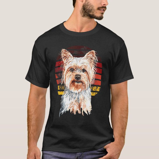 Yorkshire Terrier Yorkie Dog Retro Sun T-Shirt (Front)
