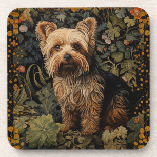Yorkshire Terrier Yorkie Dog Vintage Floral Coaster