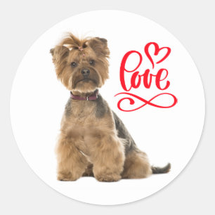Yorkshire Terrier Yorkie Love Puppy Dog Mom Dad Classic Round Sticker