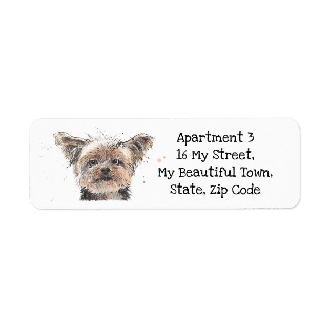 Yorkshire Terrier, Yorkie speckle watercolor dog (Front)