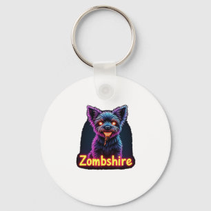 Yorkshire Terrier Yorkie Zombie Dog Halloween Over Keychain