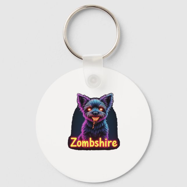 Yorkshire Terrier Yorkie Zombie Dog Halloween Over Keychain (Front)