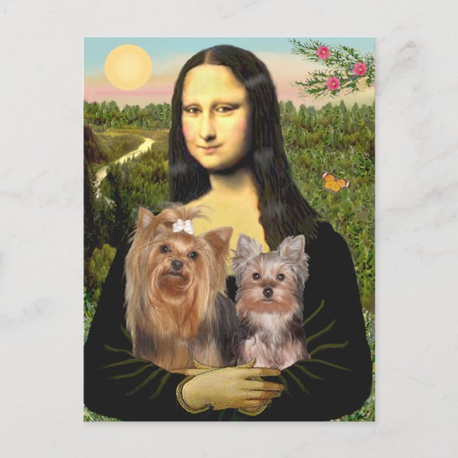 Yorkshire Terriers (7and19) - Mona Lisa Postcard (Front)