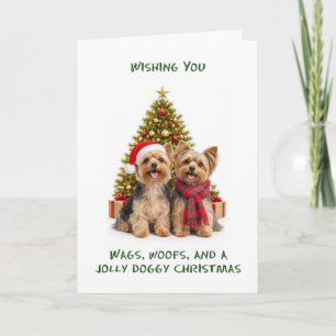 Yorkshire Terriers Dogs Christmas Holiday Card