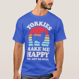 Yorkshire Terriers Make Me Happy Sunset Retro for T-Shirt