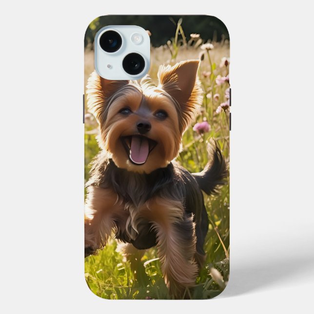 Yorkshire Terriers Playing in the Grass Case-Mate iPhone Case (Back)