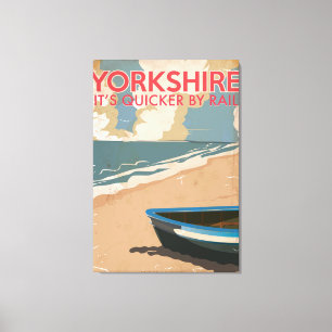 Yorkshire Vintage Railway Travel Poster Canvas Print