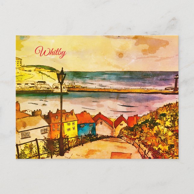 Yorkshire Whitby 199 Steps original Art  Postcard (Front)
