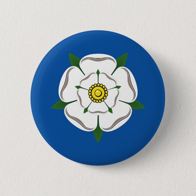 Yorkshire white rose badge 2 inch round button (Front)